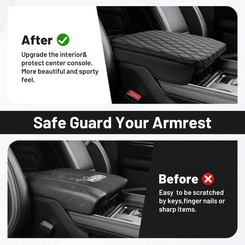 Center Console Cover For Dodge Ram 1500 2500 3500 Buckets, Nappa Leather Armrest Cushion Pad, Anti Scratch Protector comparison