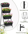 4 Tier Vertical Garden Planter With Drainage Holes For Outdoor Plants Raised Garden Bed Stand For Balcony Patio Yard Black