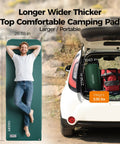 Self Inflating Sleeping Pad With Electric Pump For No Fuss Quick Setup 3.15 Inch Memory Foam Camping Pad R Value 9.5 Built In Pillow