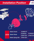 Illustration of Brake Drum Hub Repair Kit With Shoes And Springs For TXT Golf Carts 1996 Up Electric Models with installation position.