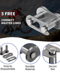 428H Motorcycle Chain 114 Links With Chain Breaker And Five Free Master Links, Heavy Duty Drive Chain shown with master link feature