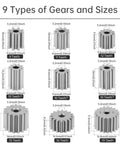 Diagram showing 9 gear types for Two Pack 24V DC Motors, 25,000 RPM High Speed Drive Motors for Kid's Ride On Cars.