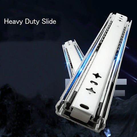Heavy Duty Side Mount Drawer Slides Rock Solid Soft Close Tool Cabinet Glides Thick Cold Rolled Steel close-up view