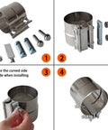 Beefy Heavy Duty Stainless Steel 3 Inch Exhaust Clamps Muffler Band Clamp For 3 Inch Inner Diameter Turbo Downpipe Tip 2 Pack