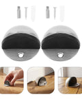 Stainless Steel Floor Mount Door Stop Set With Self Adhesive No Drill Installation Anti Collision Half Dome Design slams noise