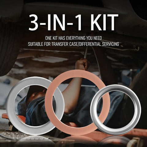 12Pcs Transfer And Differential Case Drain Plug Crush Washer Kit 3 Types OEM 9043024003 Gasket Set with mechanic background