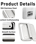 4 Piece 3 Inch Stainless Steel Chest Handles Foldable Pull Ring Handles For Toolbox Cabinets And Doors Heavy Duty Boat Hatch Latch Surface Mount Hardware details
