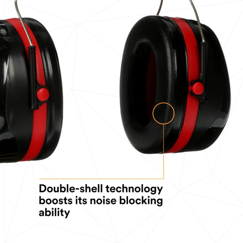 Optime 105 Over Ear Earmuffs For Max Noise Blocking With NRR 30 dB Double Shell Tech Stainless Steel Headband Tilt Ear Cups For Comfort Built For Job Sites And Loud Environments