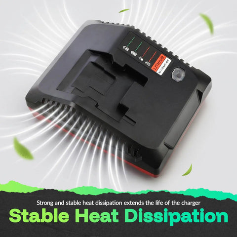 Straight Up Rock Solid 18V Fast Battery Charger With 3.0 Amp Quick Charge And PCXVMC Design showing strong heat dissipation features.