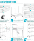 Installation steps for Do It All Rolling Four Tier Storage Cart With Removable Towel Rack For Bathroom Kitchen Laundry Room Office On Wheels