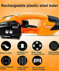 Handheld Automatic Hot Melting Strapping Tool For 13 To 16 Mm Pp Pet Straps With Rechargeable Battery, portable and easy to carry.