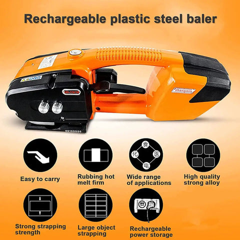 Handheld Automatic Hot Melting Strapping Tool For 13 To 16 Mm Pp Pet Straps With Rechargeable Battery, portable and easy to carry.