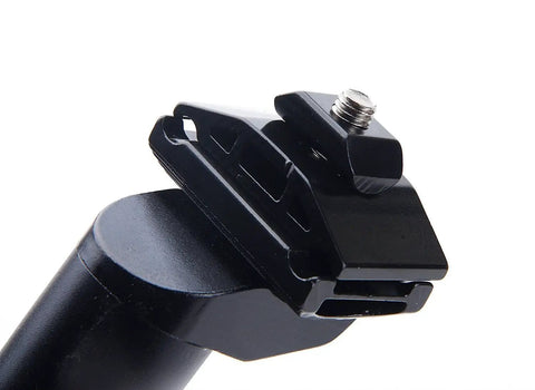 Close-up of top clamp on Beefy Bike Seat Post 25.4mm Diameter 350mm Length Aluminum Adjustable Seatpost for MTB Road BMX Bikes.