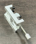 Super Cool Mini Drill Press Vise With Rubber Soft Jaws For Aluminum Alloy Woodworking Projects. Close-up of aluminum vise with soft jaws.