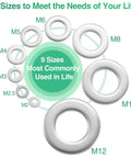 Front view: 304 stainless steel flat washer set, 580 pieces, nine sizes from M2 to M12.