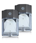 Two Pack 26W LED Wall Pack Light Outdoor Dusk To Dawn Photocell Auto On Off 3000 Lumens Exterior Street And Area Lighting Clear Lens