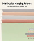 Pastel Hanging File Folders 25 Count Letter Size With One Fifth Cut Tabs neatly organize filing cabinets and medical charts.