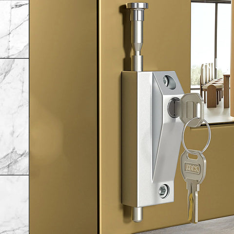 Alloy And Stainless Steel Patio Door Lock With Keyed Bolt Lock Easy Installation Sliding Glass Door Security Lock For Window And Patio Doors Anti Lift And Childproof Auxiliary Lock Durable Rust Resistant Construction Includes 2 Sets In Silver installed on door