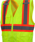 No Sweat All Day Grind Gear For Job Sites And Highway Crews Large Size High Viz Lime Safety Vest with reflective tape.