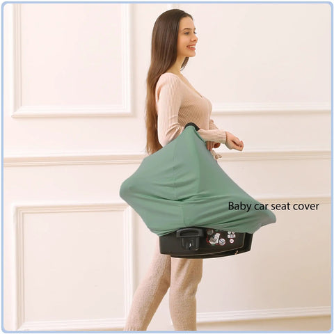 All In One Baby Car Seat Cover And Canopy With Breathable Buttery Soft Stretch Fabric Nursing Cover Stroller Shield Breastfeeding Privacy Ideal Shower Gift For Boys And Girls Kiddo Friendly Light Green