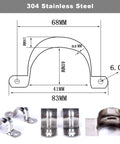Front view of 30-pack M40 stainless steel pipe strap clamps, 1-1/2 in, heavy-duty U-bracket with two mounting holes