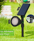 Outdoor Solar Spotlight Kit With 18 LED Ultra Bright Lights Waterproof 600 Lumen Auto On Off 2 Modes Soft Warm White