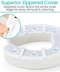 Soft Foam Donut Pad with Suction Cups and Zippered Cover for Easy Clean, Fits Elongated and Standard Toilet Seats
