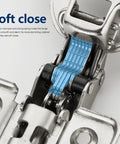 Close-up of the soft-close mechanism on a 50 Pack 25 Pairs European Kitchen Cabinet Hinges Soft Close Full Overlay Frameless Adjustable Concealed Cup Hinges For Frameless Cabinets Heavy Duty Ready To Install, highlighting the blue internal spring.