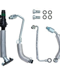 Turbo Oil Return Drain Line And Oil Feed Pipe Kit For Chevy Cruze Sonic Trax Buick Encore 1.4L Turbo Engine 4 Piece OEM Replacement Set Compatible With 55568031 55592600 25198546 55567067 55587854 image showing full kit layout including metal pipes and fittings