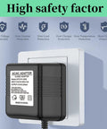 12V Power Adapter For Drinkwell 360 Water Fountain Dog And Cat plugged into wall outlet, shows safety certifications.