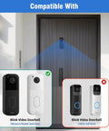 Front view of a no drill adhesive doorbell mount installed on door compatible with Video Doorbell 2nd Gen, doorbell not included.
