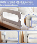 Extra Tall Toddler Bed Rail Guard For Kids, Adjustable Height, Foldable And Portable Bed Rail, Breathable Mesh, 48 Inch Long