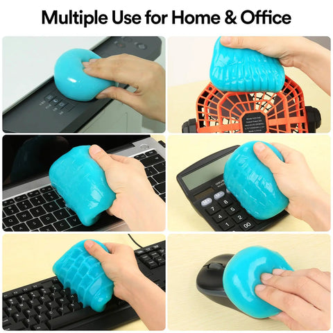 Multiple uses of Premium Car Cleaning Gel And Detailing Slime Putty on keyboards and office devices for cleaning dust.