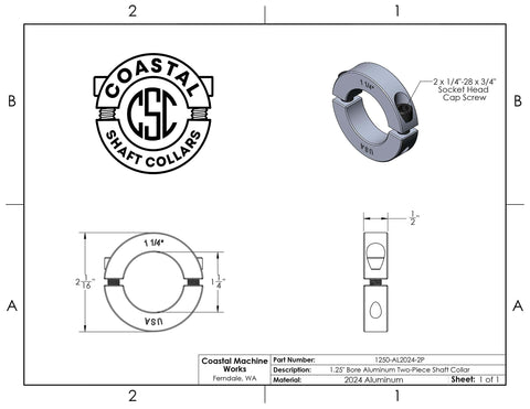2 Pack 1.25 Inch Bore Aluminum Split Shaft Collar, Clamping Two-Piece Design With Included Screws, No-Fuss Install, Lightweight 2024 Alloy For Machines And DIY Projects