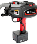 Automatic Rebar Tying Tool With 21 Gauge Tie Wire Two 14.4V 4400mAh Batteries Cordless Rebar Tie Gun in black and red