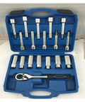 18 Piece Hub Suspension Nut Removal Tool Socket Kit For Shock Absorber Struts including ratchet and Torx T50 bits in blue case