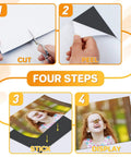 Steps showing how to use Flexible Magnetic Sheets With Adhesive Backing For DIY Crafts 4x6 Inches Self Adhesive Magnet Paper Cut To Fit.