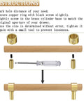 Assembly instructions for Natural Wood Kitchen Cabinet Handles 2 To 5 Inch 4 Piece Set Center To Center Adjustable Double Hole Euro Scandi Modern Dresser Knob Unfinished DIY Drawer Pull With Brushed Brass Base