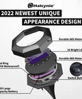 Exploded view of 6 Pack 16 LED Solar Ground Lights featuring durable ABS material, IP68 waterproof design, and 1500mAh battery.