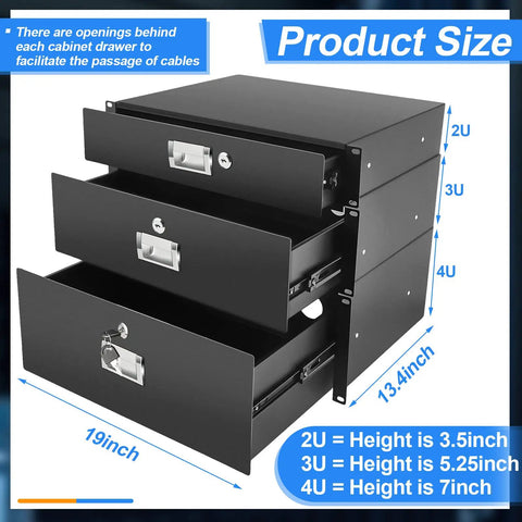 Pro Grade Heavy Duty 19 Inch Server Rack Drawers In A Complete Three Piece 2U 3U 4U Metal Set Featuring Keyed Locks And Ergonomic Grips For Hella Smooth Organization