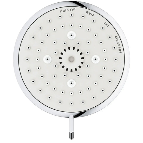 Cosmopolitan 100 Shower Head With Four Sprays Rain O2 Rain Massage And Jet 2.5 GPM Starlight Chrome Finish front view
