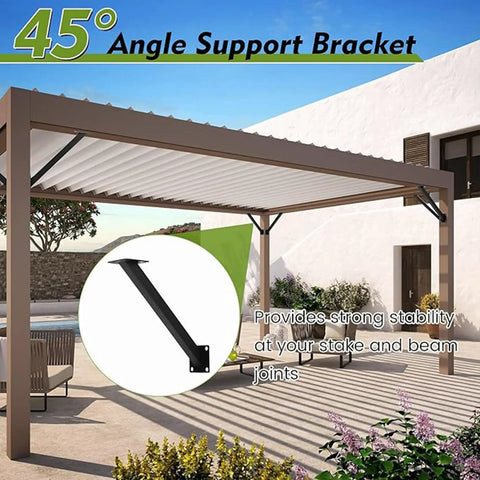 Heavy Duty 45 Degree Wood Bracket Kit For Pergolas Porches And Gazebos One Piece Carbon Steel Connector Brace That Makes Install A Breeze No Cutting Required Superior Load Bearing Support For Wood Structures