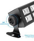 Ultra Bright 54W 18 LED UV Black Light Bar With Remote Control angle view with adjustable bracket and mounting options