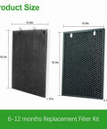 H13 True Main Filter Replacement For Air Purifier Pro Grade Compatible With Air 220 And Air 320 showing size dimensions.