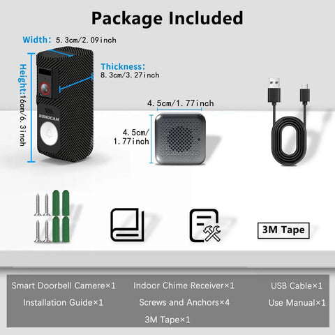Wireless Video Doorbell Camera With AI Detection, Real Time Alerts, 1080p HD Video, Pan Tilt Night Vision and accessories included