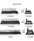 Four-tier arrangement of the Three Post Metric Socket Tray Set For The Toolbox A Real Workhorse With Deep Shallow And Impact Rows