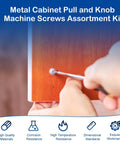 125Pcs Cabinet Screws And Drawer Knobs Kit With M4 Machine Screws Assortment, pan washer head installed on wooden cabinet