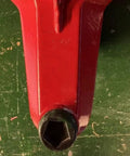Vintage Five Sided Golf Ball Washer Drain Plug Wrench 19mm Pentagon Socket Adapter shows red steel wrench top view.