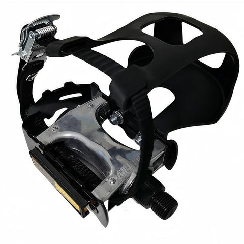 Pro Grade Spin Bike Pedals With Toe Clips And 4D Adjustable Straps, 9/16 Inch Alloy Spindle For Mountain And Road Bikes Peloton Schwinn Sunny