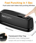 Electric 3 Hole Paper Punch Desktop No Sweat No Fuss 20 Sheet Capacity AC Or Battery Operated, hand pushing button